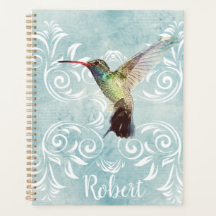 Agenda Hummingbird com fundo florescente