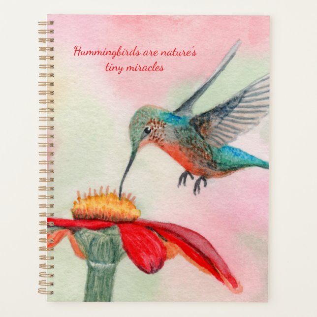 Agenda Hummingbird watercolor art planner (Frente)