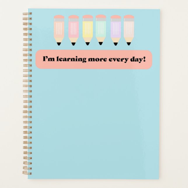 Agenda I Learn More Every Day!" Notebook Cover - Inspirin (Frente)
