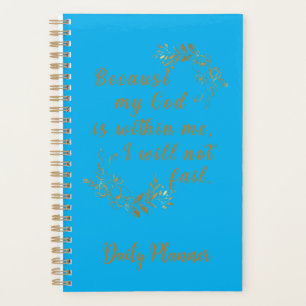 Agenda "I Will Not Fail" (Não falharei) 5,5" x 8,5" Blue