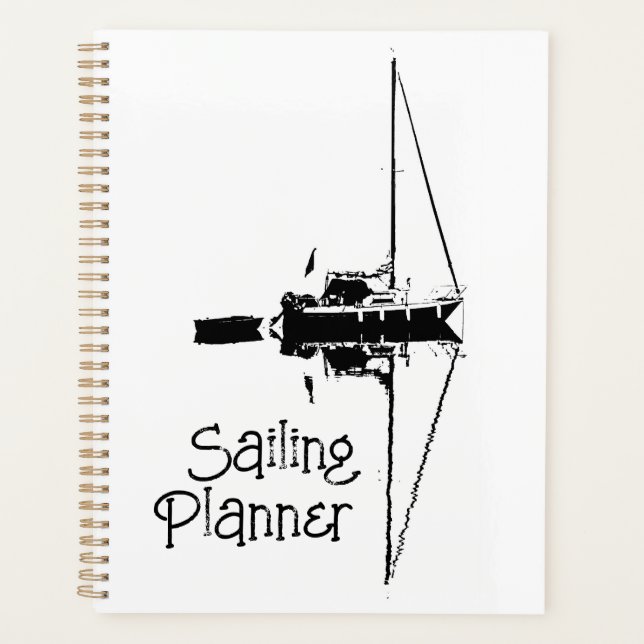 Agenda Iate à vela com seu reflexo em um mar calmo (Frente)