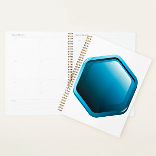 Agenda Ícone Hexágono Azul Brilhante Geométrico Moderno