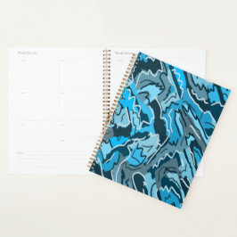 Agenda Icy Blue Marbled Abstrato