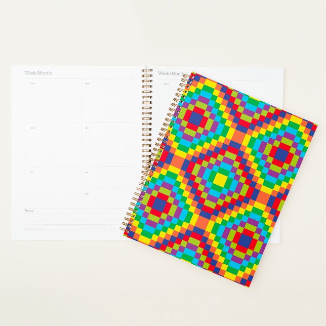Agenda Ilusão Geométrica Colorida do Arco-íris Retro Ópti (Criador carregado)