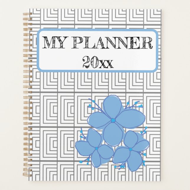 Agenda Ilusões Geométricas Planner Azul Flor (Frente)