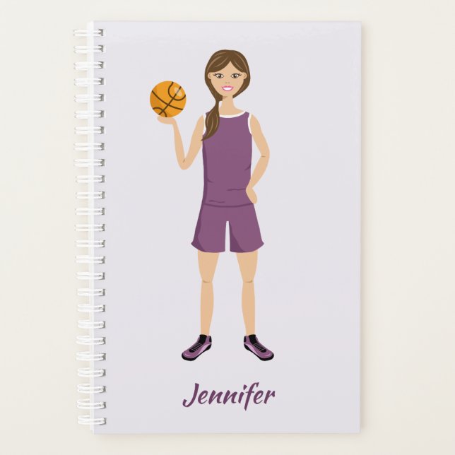 Agenda Ilustração Bela De Basquete Com Nome Personalizado (Frente)