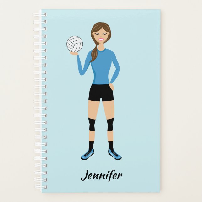 Agenda Ilustração Bela De Voleibol Com Nome Personalizado (Frente)