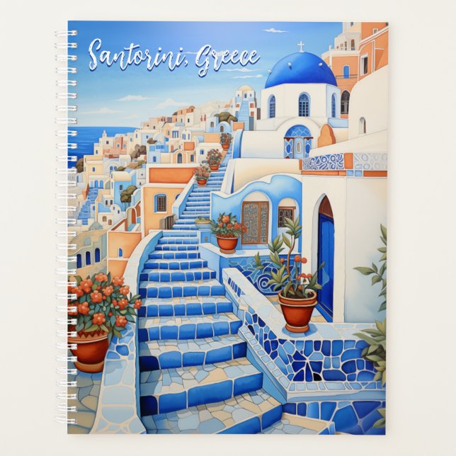 Agenda Ilustração da Ilha Santorini | Viagem Art (Frente)