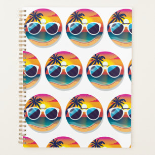 Agenda Ilustração da Praia Sunset com Óculos Solares