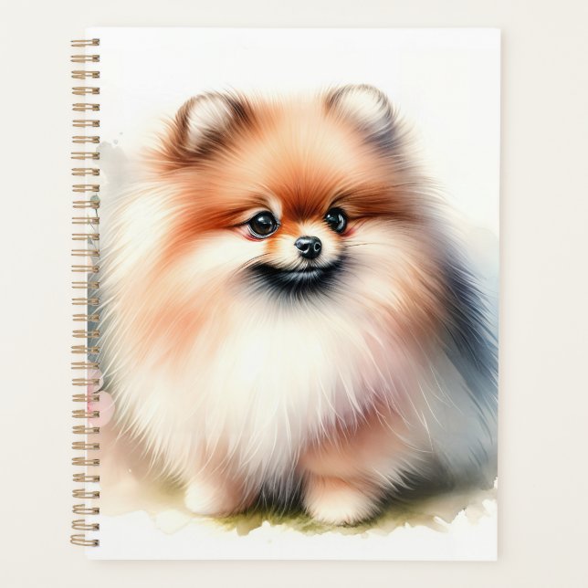 Agenda Ilustração de aquarela da Pomerânia Cuta (Frente)