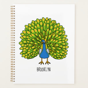 Agenda Ilustração de ave pavão brilhante divertida