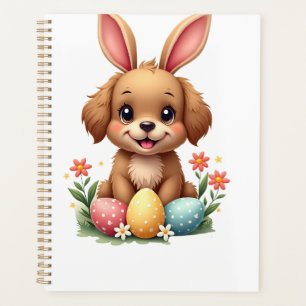 Agenda Ilustração de cachorro coelho da Páscoa vintage co