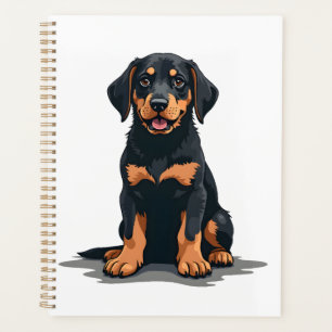 Agenda Ilustração de Cachorro Preto e Marrom Vista Poster