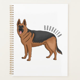 Agenda ilustração de desenho animado de cão german shephe