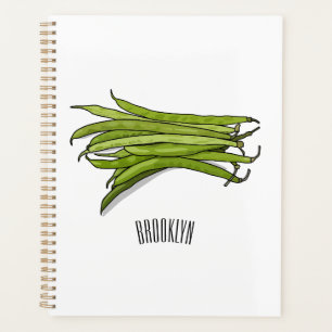 Agenda Ilustração de desenho animado de feijão verde