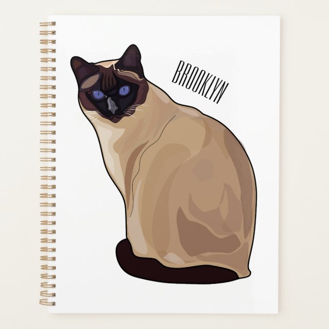 Agenda Ilustração de desenho animado de gato siamês (Frente)