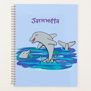 Agenda Ilustração de desenho animado de golfinhos alegr