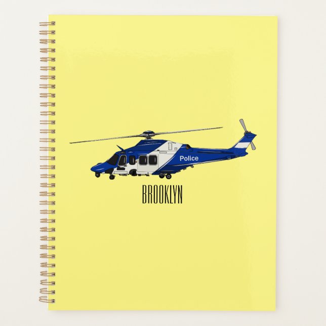 Agenda Ilustração de desenho animado de helicóptero polic (Frente)