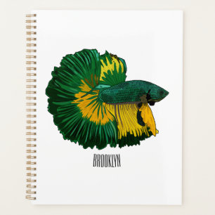 Agenda Ilustração de desenho animado de peixe lutador sia