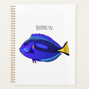 Agenda Ilustração de desenho animado de peixe marrom azul