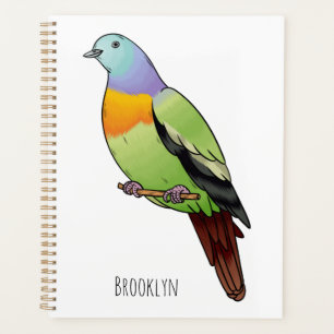 Agenda Ilustração de desenho animado de pombo-verde-rosa