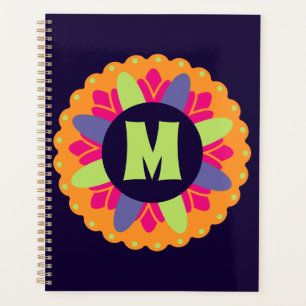 Agenda ilustração de formas florais laranja