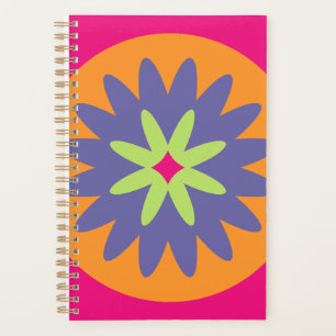 Agenda ilustração de formas florais laranja e rosa