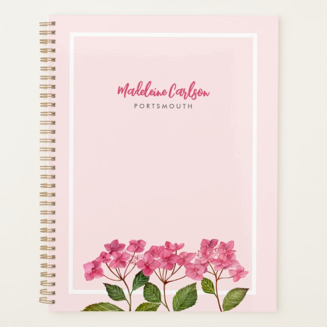 Agenda Ilustração de Lacecaps de Hydrangea Pink de Aquare (Frente)