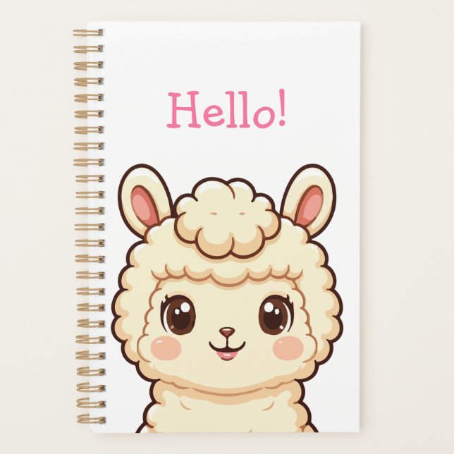 Agenda Ilustração de lhama fofa design (Frente)