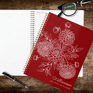 Agenda Ilustração de Linha de Flor Country Delicada