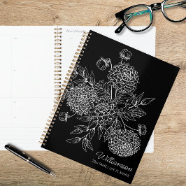Agenda Ilustração de Linha de Flor de Campo Delicada
