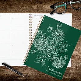 Agenda Ilustração de Linha de Flor de Campo Delicada