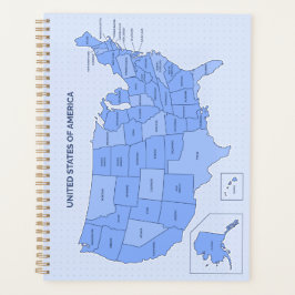 Agenda Ilustração Mínima do Mapa dos Estados Unidos em Az