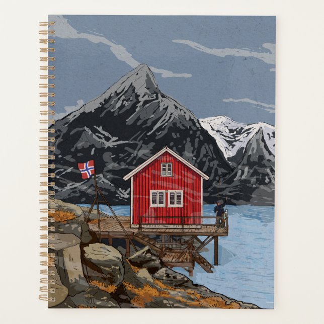 Agenda Ilustração paisagística de Rorbu Lofoten Bergen No (Frente)