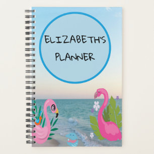 Agenda Ilustrações de Flamingos do Círculo Azul Oceano