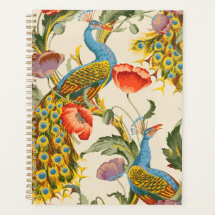 Agenda Ilustrações de Peacock e Poppies Vintage