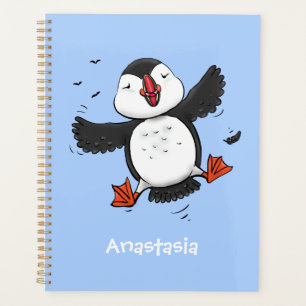 Agenda Imagem azul de desenho animado de puffin voador e 
