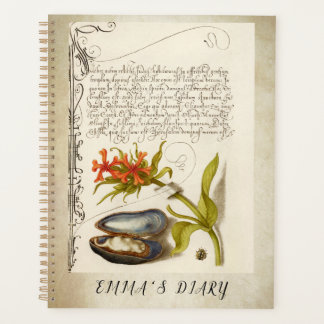 Agenda Imagem botânica de texto de caligrafia antiga