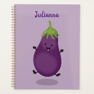 Agenda Imagem de desenho animado de beringela doce e feli