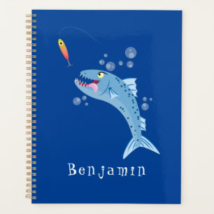 Agenda Imagem de desenho animado de pesca com fome de pei