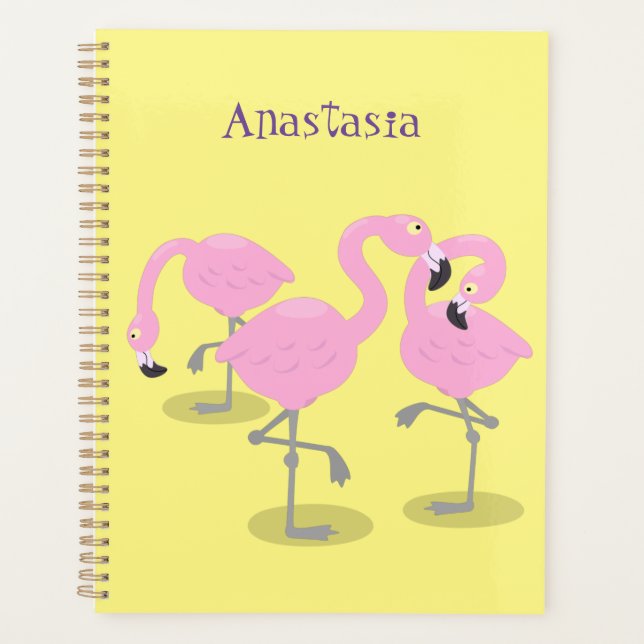 Agenda Imagem de desenho animado rosa-claro flamingo trio (Frente)