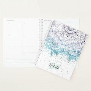 Agenda Imagem elegante de mandala floral e confete