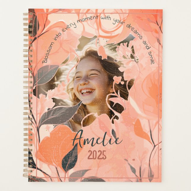 Agenda Imagem Floral Elegante Pastel Peach & Sage (Frente)