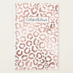 Agenda Impressão Animal Leopard Cheetah, Rosa Chic