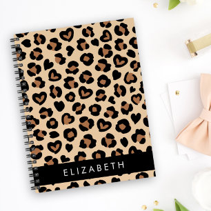 Agenda Impressão Animal, Leopardo Marrom, Corações, Seu N
