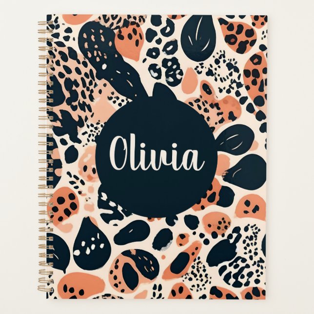 Agenda Impressão Animal Personalizada Cheetah Leopard (Frente)