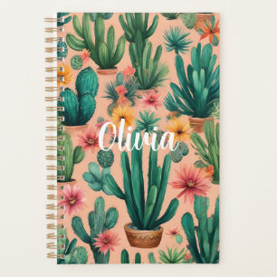 Agenda Impressão de Arte de Cacto Boho Personalizada