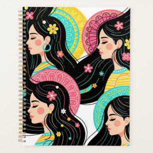 Agenda Impressão de Arte de Ilustração Floral Boêmia Femi