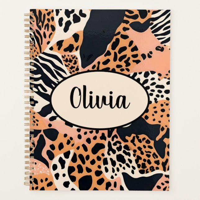 Agenda Impressão de Chita Personalizada e Zebra (Frente)
