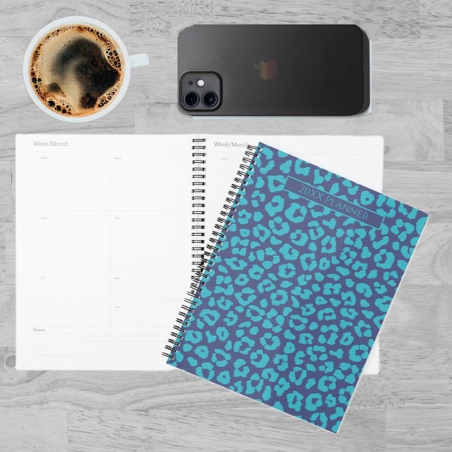 Agenda Impressão de Leopardo Azul (Blue Leopard Print Planner)